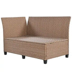 5-Piece Outdoor Patio Furniture Set, PE Wicker L-Shaped Sofa Set with 2 Extendable Side Tables, Dining Table and Bench