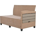 5-Piece Outdoor Patio Furniture Set, PE Wicker L-Shaped Sofa Set with 2 Extendable Side Tables, Dining Table and Bench