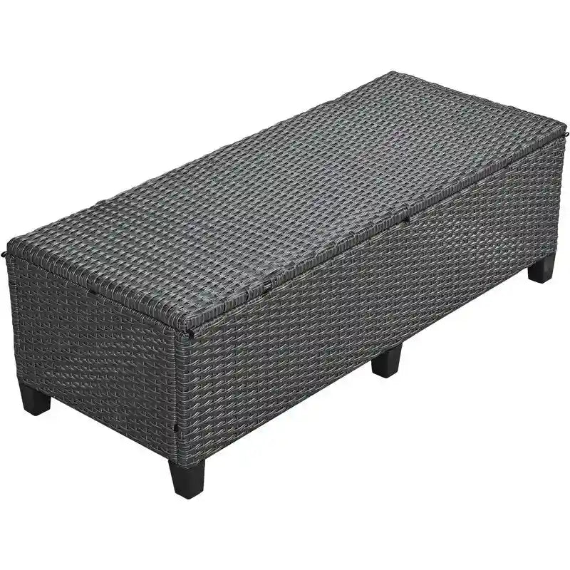 5-Piece Outdoor Patio Furniture Set, PE Wicker L-Shaped Sofa Set with 2 Extendable Side Tables, Dining Table and Bench