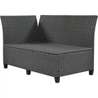 5-Piece Outdoor Patio Furniture Set, PE Wicker L-Shaped Sofa Set with 2 Extendable Side Tables, Dining Table and Bench