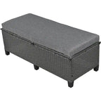 5-Piece Outdoor Patio Furniture Set, PE Wicker L-Shaped Sofa Set with 2 Extendable Side Tables, Dining Table and Bench