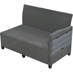5-Piece Outdoor Patio Furniture Set, PE Wicker L-Shaped Sofa Set with 2 Extendable Side Tables, Dining Table and Bench