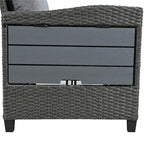 5-Piece Outdoor Patio Furniture Set, PE Wicker L-Shaped Sofa Set with 2 Extendable Side Tables, Dining Table and Bench