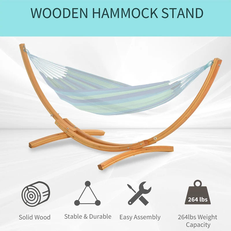 Outsunny 11' Wooden Hammock Stand Universal Garden Picnic Camp Accessories, 484lbs