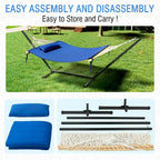 VEIKOUS 12 ft. Quilted Camping Portable Hammock with Stand and Detachable Pillow for 2-Person