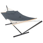 VEIKOUS 12 ft. Quilted Camping Portable Hammock with Stand and Detachable Pillow for 2-Person