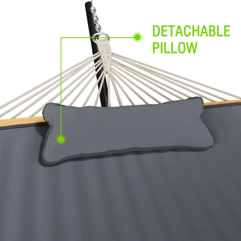 VEIKOUS 12 ft. Quilted Camping Portable Hammock with Stand and Detachable Pillow for 2-Person