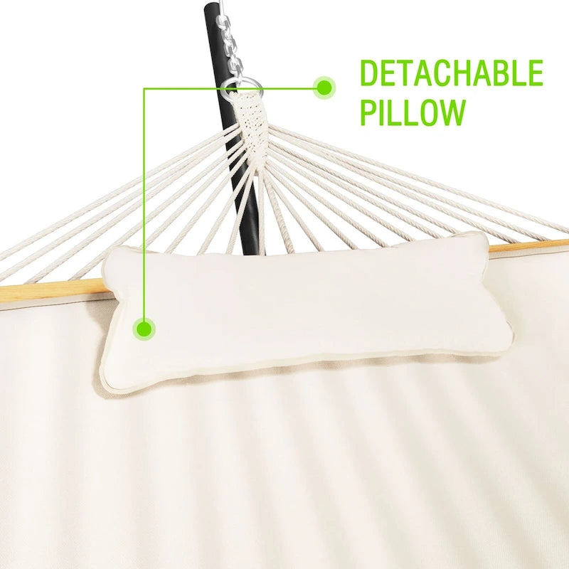 VEIKOUS 12 ft. Quilted Camping Portable Hammock with Stand and Detachable Pillow for 2-Person