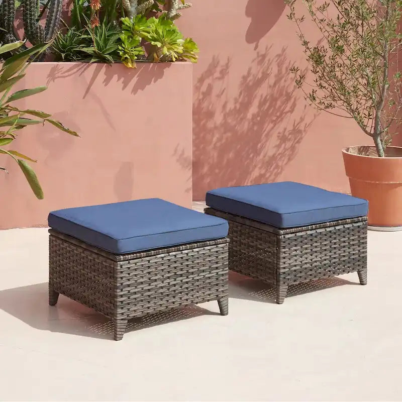 Pocassy 3-Piece Outdoor Wicker Sofa Set with Ottoman