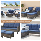 Pocassy 3-Piece Outdoor Wicker Sofa Set with Ottoman