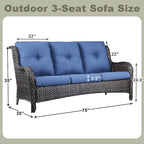 Pocassy 3-Piece Outdoor Wicker Sofa Set with Ottoman