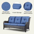 Pocassy 3-Piece Outdoor Wicker Sofa Set with Ottoman