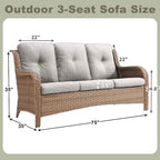 Pocassy 3-Piece Outdoor Wicker Sofa Set with Ottoman