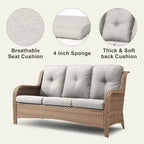 Pocassy 3-Piece Outdoor Wicker Sofa Set with Ottoman