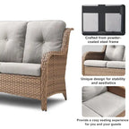 Pocassy 3-Piece Outdoor Wicker Sofa Set with Ottoman