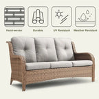 Pocassy 3-Piece Outdoor Wicker Sofa Set with Ottoman