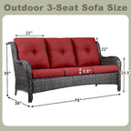 Pocassy 3-Piece Outdoor Wicker Sofa Set with Ottoman