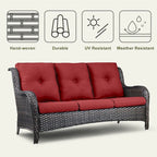 Pocassy 3-Piece Outdoor Wicker Sofa Set with Ottoman