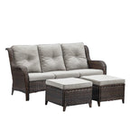 Pocassy 3-Piece Outdoor Wicker Sofa Set with Ottoman