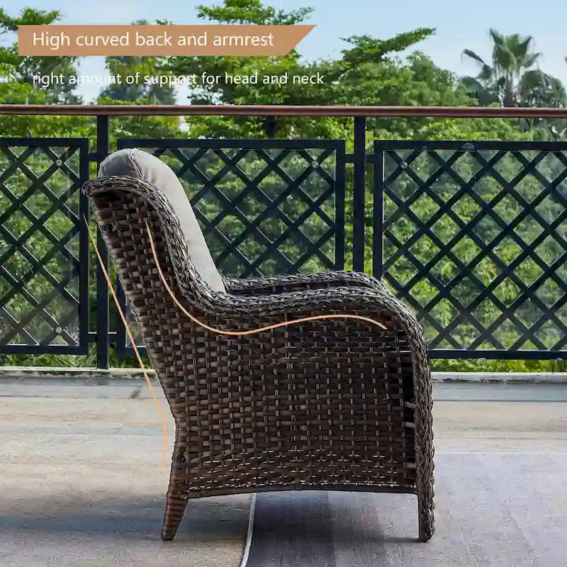 Pocassy 3-Piece Outdoor Wicker Sofa Set with Ottoman