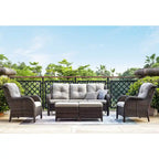 Pocassy 3-Piece Outdoor Wicker Sofa Set with Ottoman