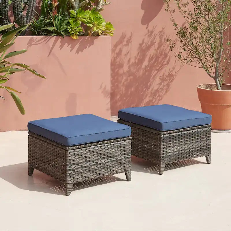 Pocassy 3-Piece Outdoor Wicker Sofa Set with Ottoman