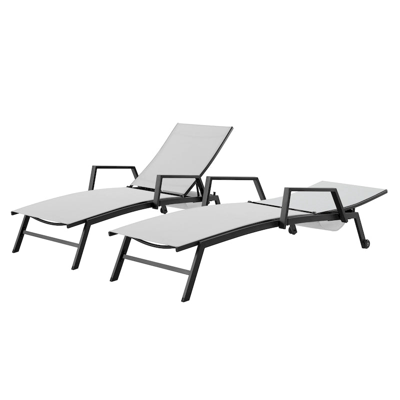 Corvus Sorrento Outdoor Sling Fabric Adjustable Chaise Lounge with Arms