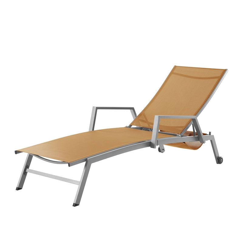 Corvus Sorrento Outdoor Sling Fabric Adjustable Chaise Lounge with Arms