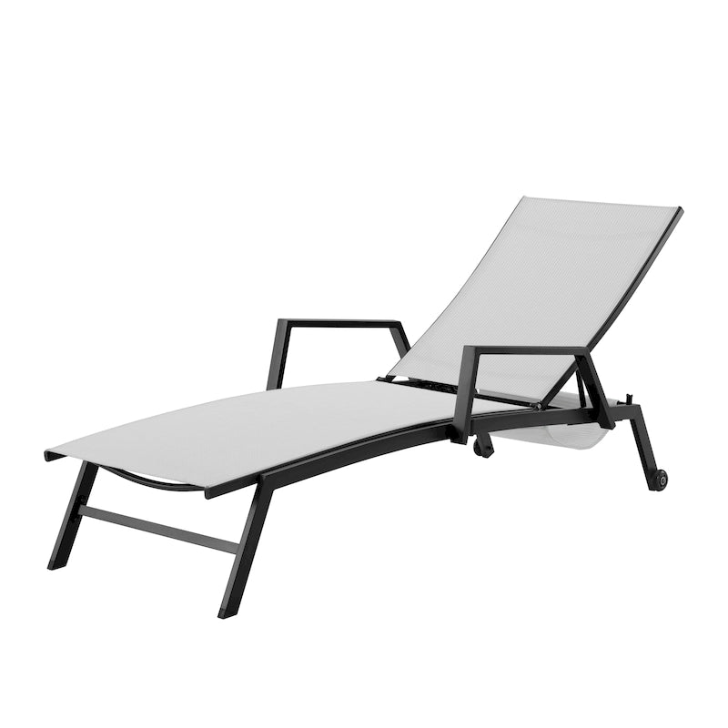 Corvus Sorrento Outdoor Sling Fabric Adjustable Chaise Lounge with Arms