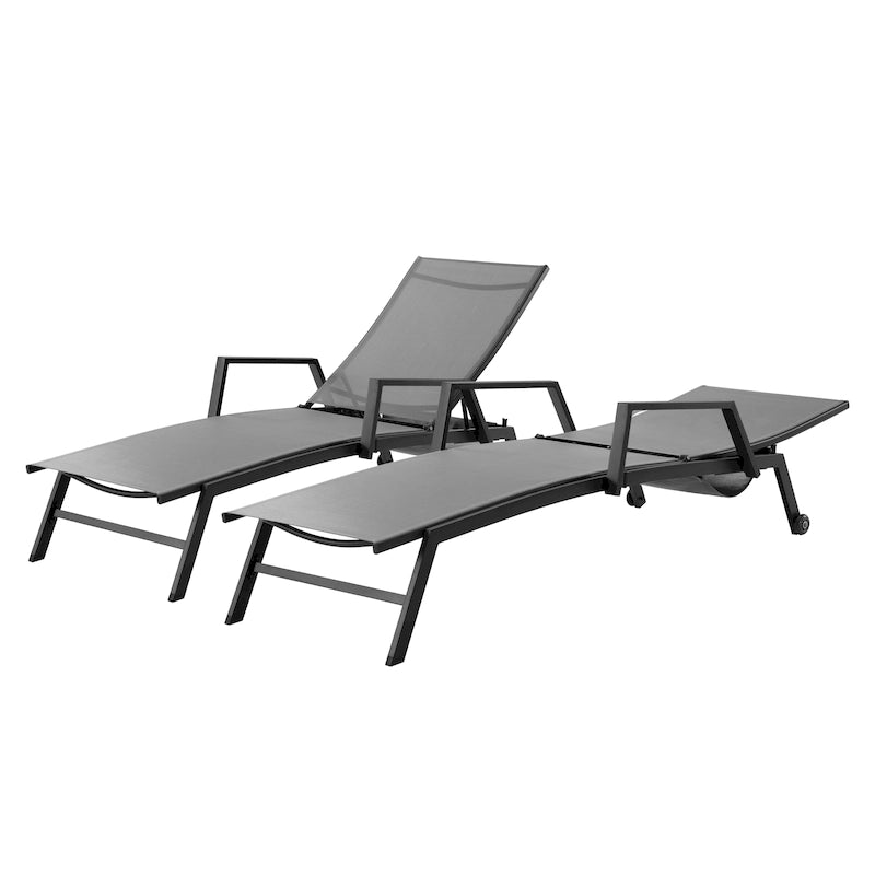 Corvus Sorrento Outdoor Sling Fabric Adjustable Chaise Lounge with Arms