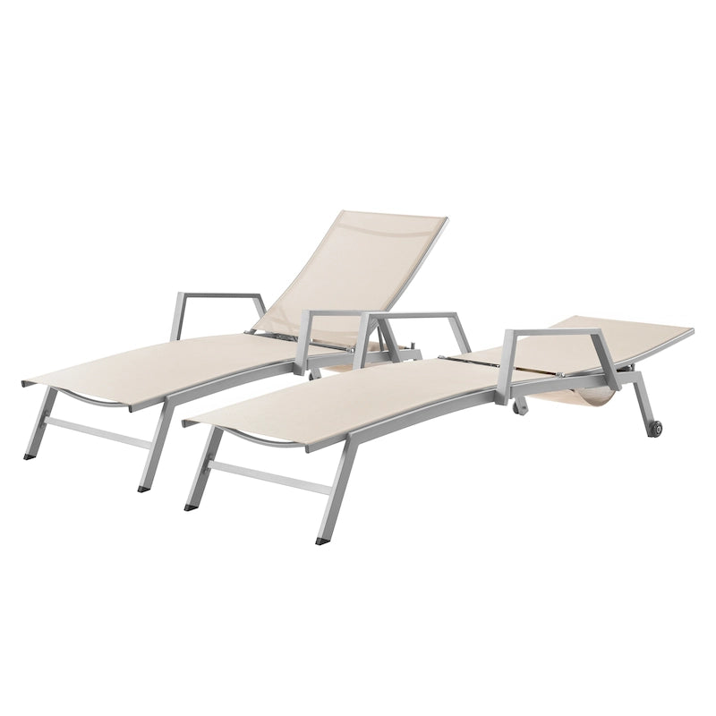Corvus Sorrento Outdoor Sling Fabric Adjustable Chaise Lounge with Arms