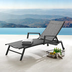 Corvus Sorrento Outdoor Sling Fabric Adjustable Chaise Lounge with Arms