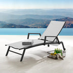 Corvus Sorrento Outdoor Sling Fabric Adjustable Chaise Lounge with Arms