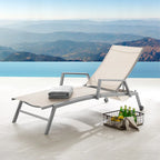 Corvus Sorrento Outdoor Sling Fabric Adjustable Chaise Lounge with Arms
