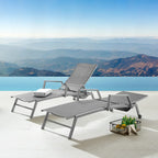 Corvus Sorrento Outdoor Sling Fabric Adjustable Chaise Lounge with Arms