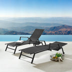 Corvus Sorrento Outdoor Sling Fabric Adjustable Chaise Lounge with Arms