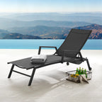 Corvus Sorrento Outdoor Sling Fabric Adjustable Chaise Lounge with Arms