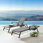 Corvus Sorrento Outdoor Sling Fabric Adjustable Chaise Lounge with Arms