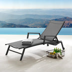 Corvus Sorrento Outdoor Sling Fabric Adjustable Chaise Lounge with Arms