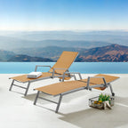 Corvus Sorrento Outdoor Sling Fabric Adjustable Chaise Lounge with Arms