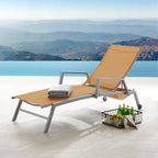 Corvus Sorrento Outdoor Sling Fabric Adjustable Chaise Lounge with Arms