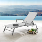 Corvus Sorrento Outdoor Sling Fabric Adjustable Chaise Lounge with Arms