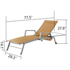 Corvus Sorrento Outdoor Sling Fabric Adjustable Chaise Lounge with Arms