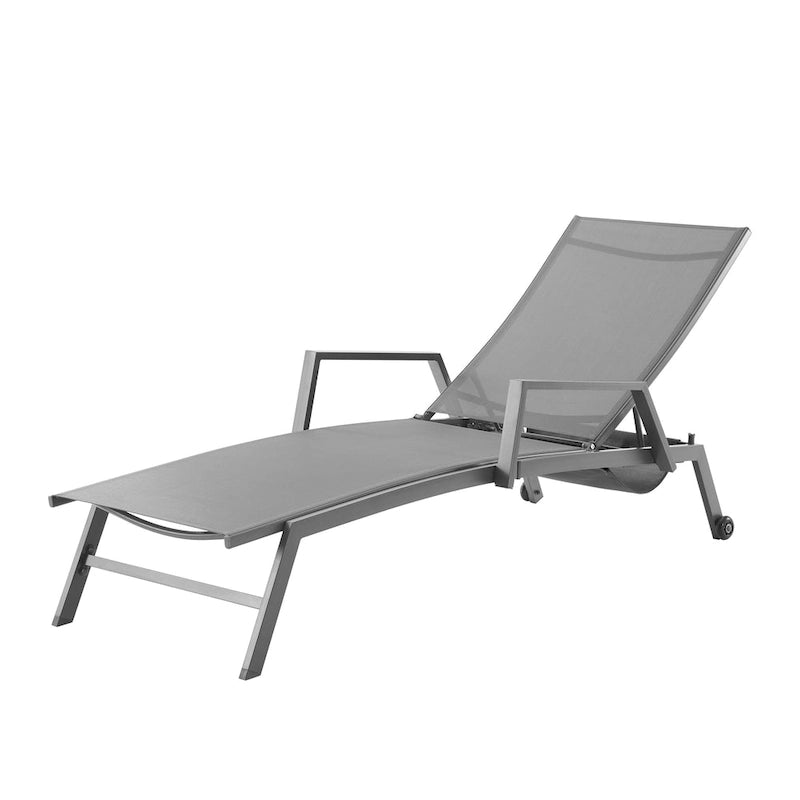 Corvus Sorrento Outdoor Sling Fabric Adjustable Chaise Lounge with Arms