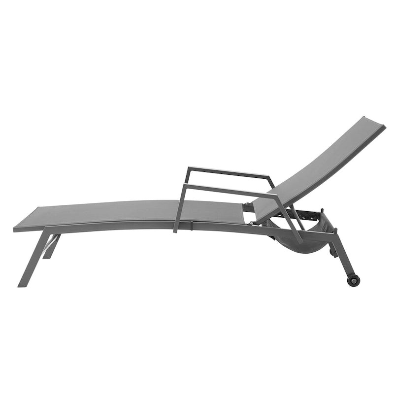 Corvus Sorrento Outdoor Sling Fabric Adjustable Chaise Lounge with Arms