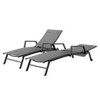 Corvus Sorrento Outdoor Sling Fabric Adjustable Chaise Lounge with Arms