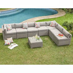 COSIEST 8-piece PE Wicker Outdoor Sectional Set with Cushions