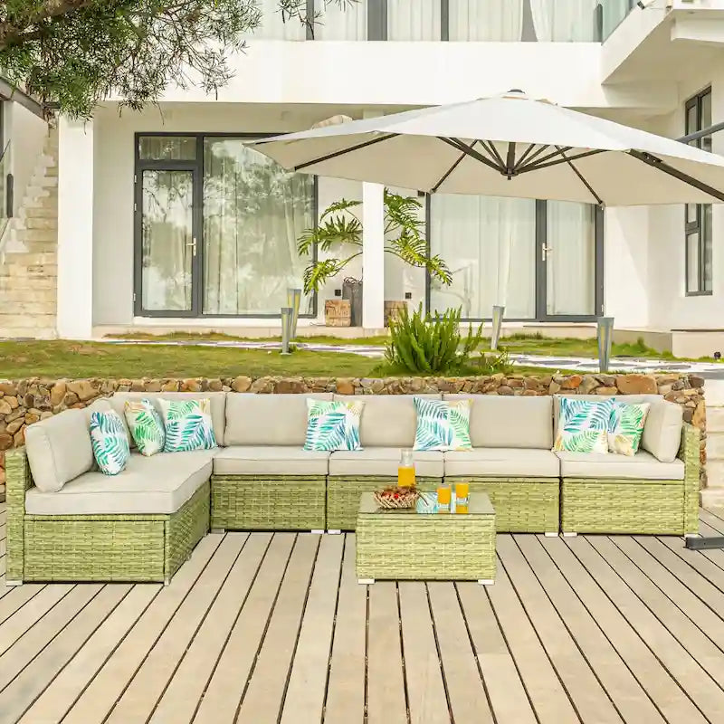 COSIEST 8-piece PE Wicker Outdoor Sectional Set with Cushions