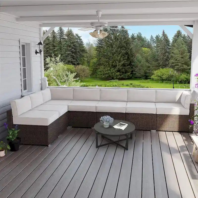 COSIEST 8-piece PE Wicker Outdoor Sectional Set with Cushions