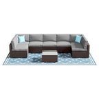 COSIEST 8-piece PE Wicker Outdoor Sectional Set with Cushions